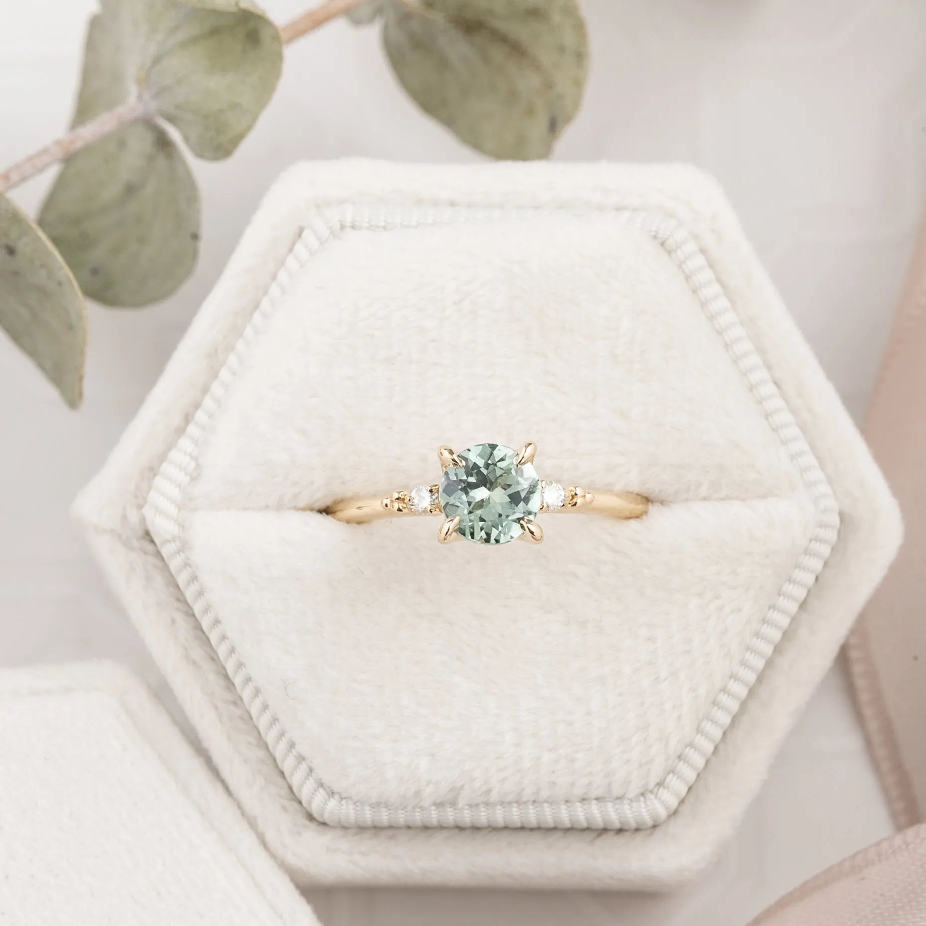 Estel Ring 1.09ct Light Green Montana Sapphire, 14k Yellow Gold (One of a kind)