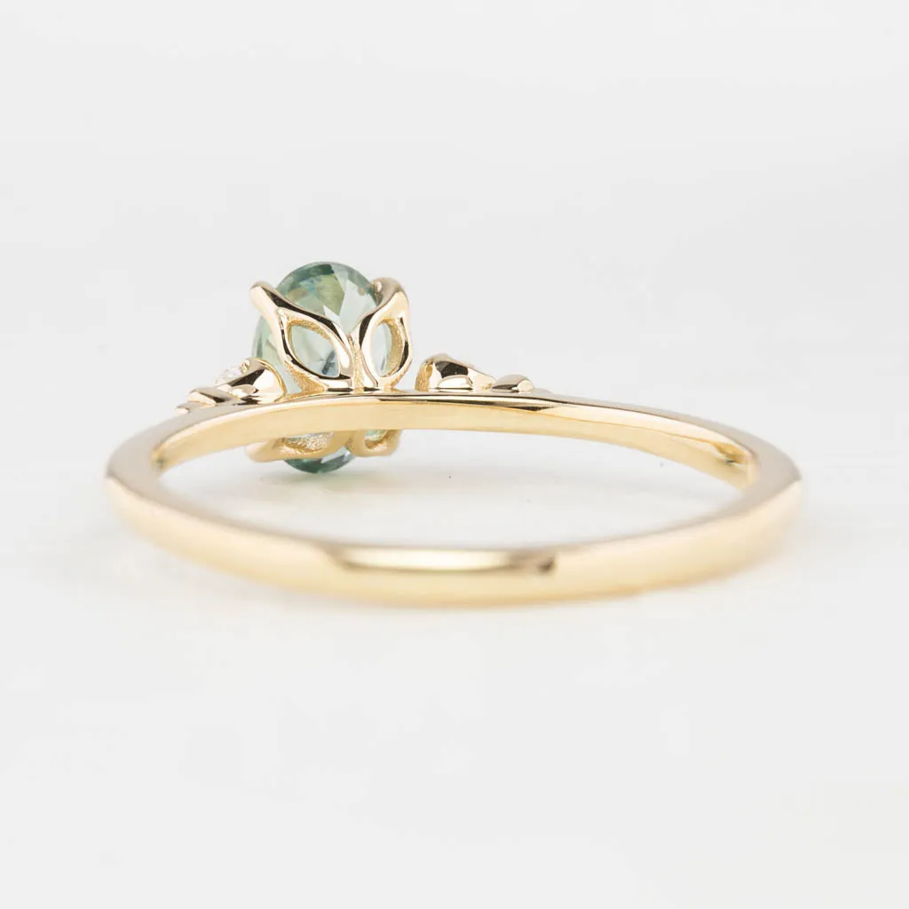 Estel Ring 6.5mm 0.85ct Aqua Green Oval Montana Sapphire 14K Yellow Gold