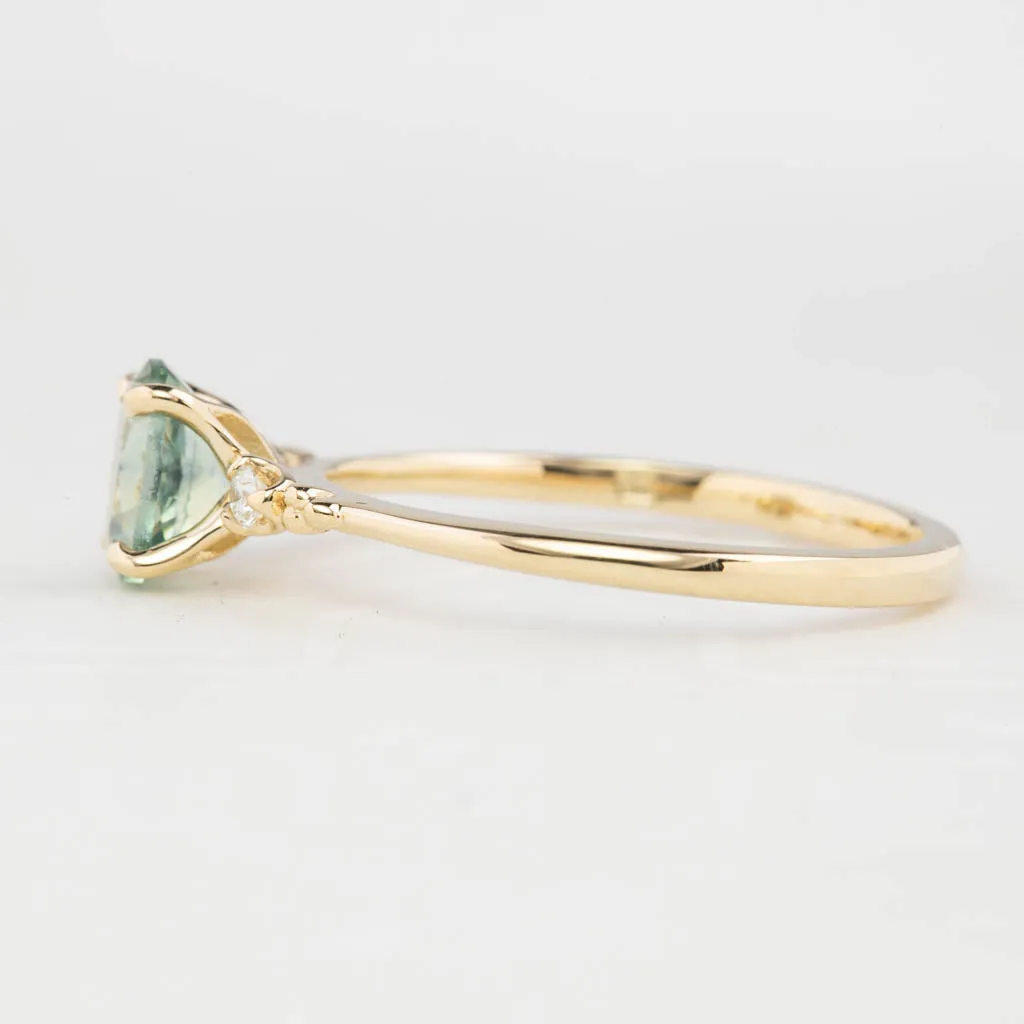 Estel Ring 6.5mm 0.85ct Aqua Green Oval Montana Sapphire 14K Yellow Gold