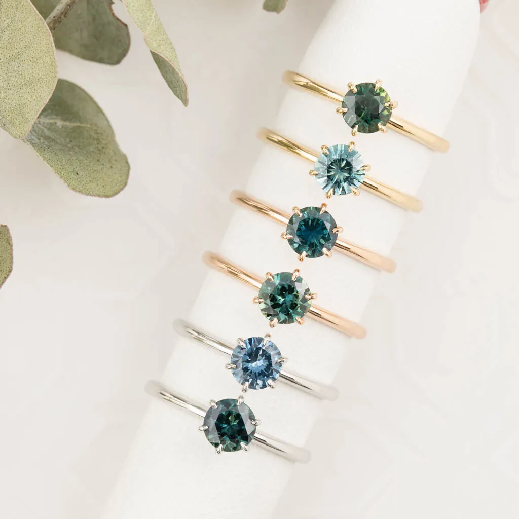 Floryn Ring 0.77ct Parti Blue Green Montana Sapphire, 14K Rose Gold (One of a kind)