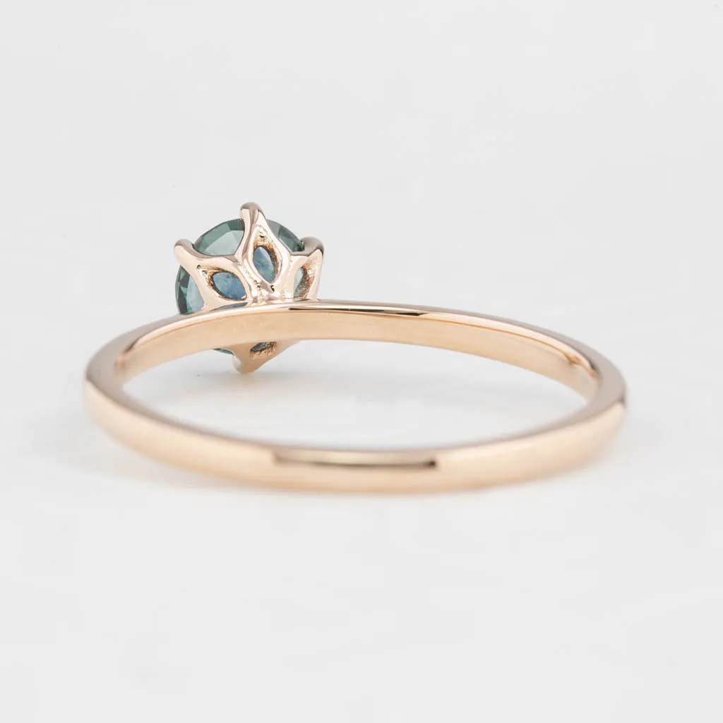 Floryn Ring 0.77ct Parti Blue Green Montana Sapphire, 14K Rose Gold (One of a kind)