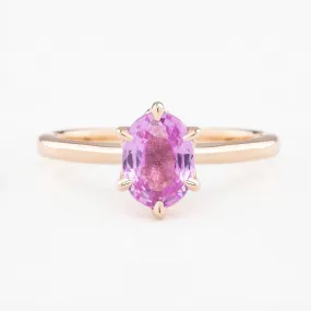 Floryn Ring 1.23ct Oval Pink Sapphire, 14K Rose Gold (One of a kind)