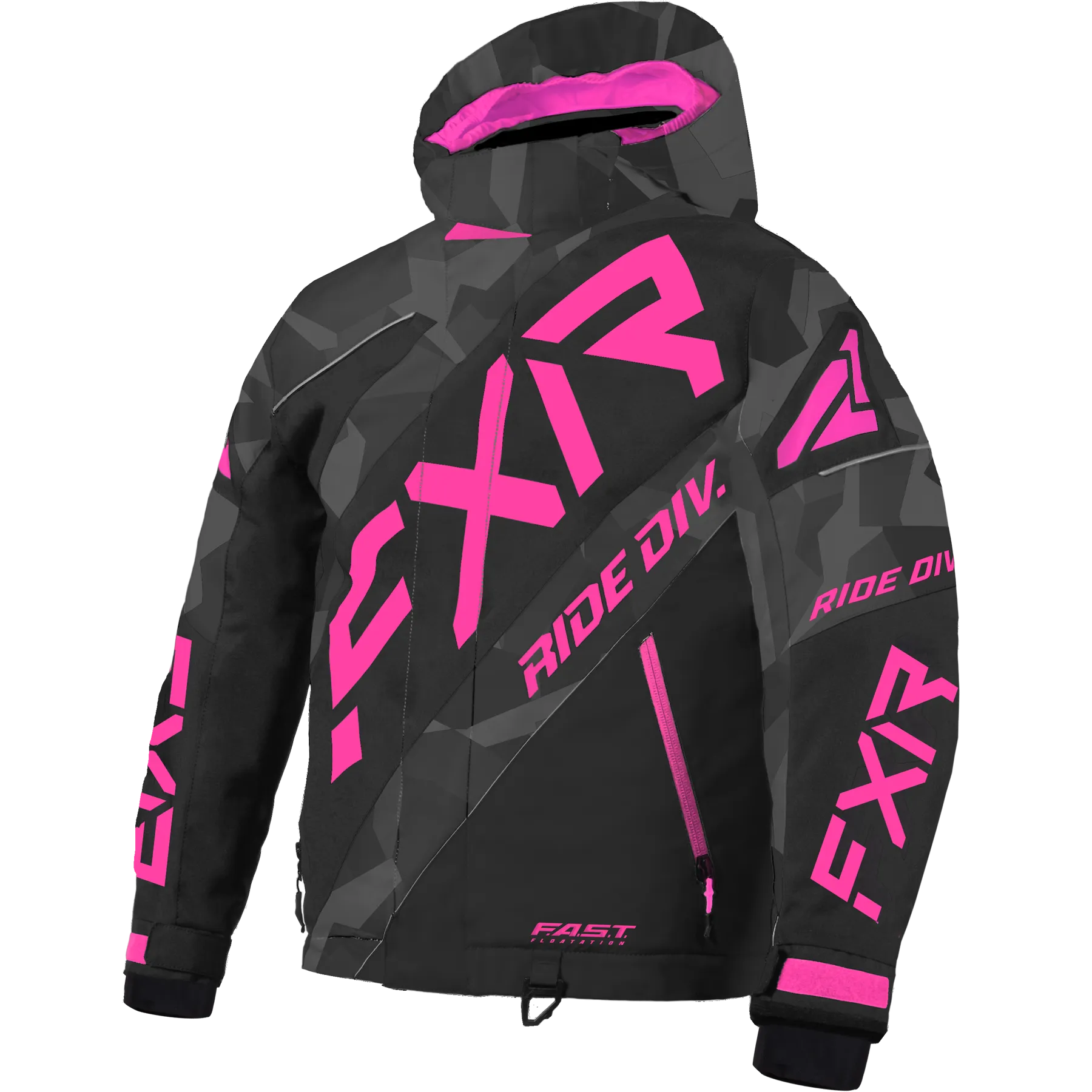 FXR CX Youth Jacket Char Camo/Black/Electric Pink