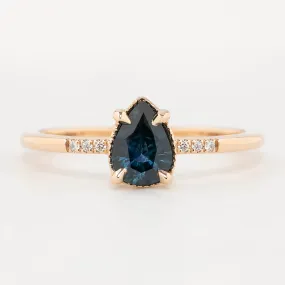 Grace Ring 0.73ct Pear Cut Teal Blue Montana Sapphire, 14k Rose Gold (One of a kind)