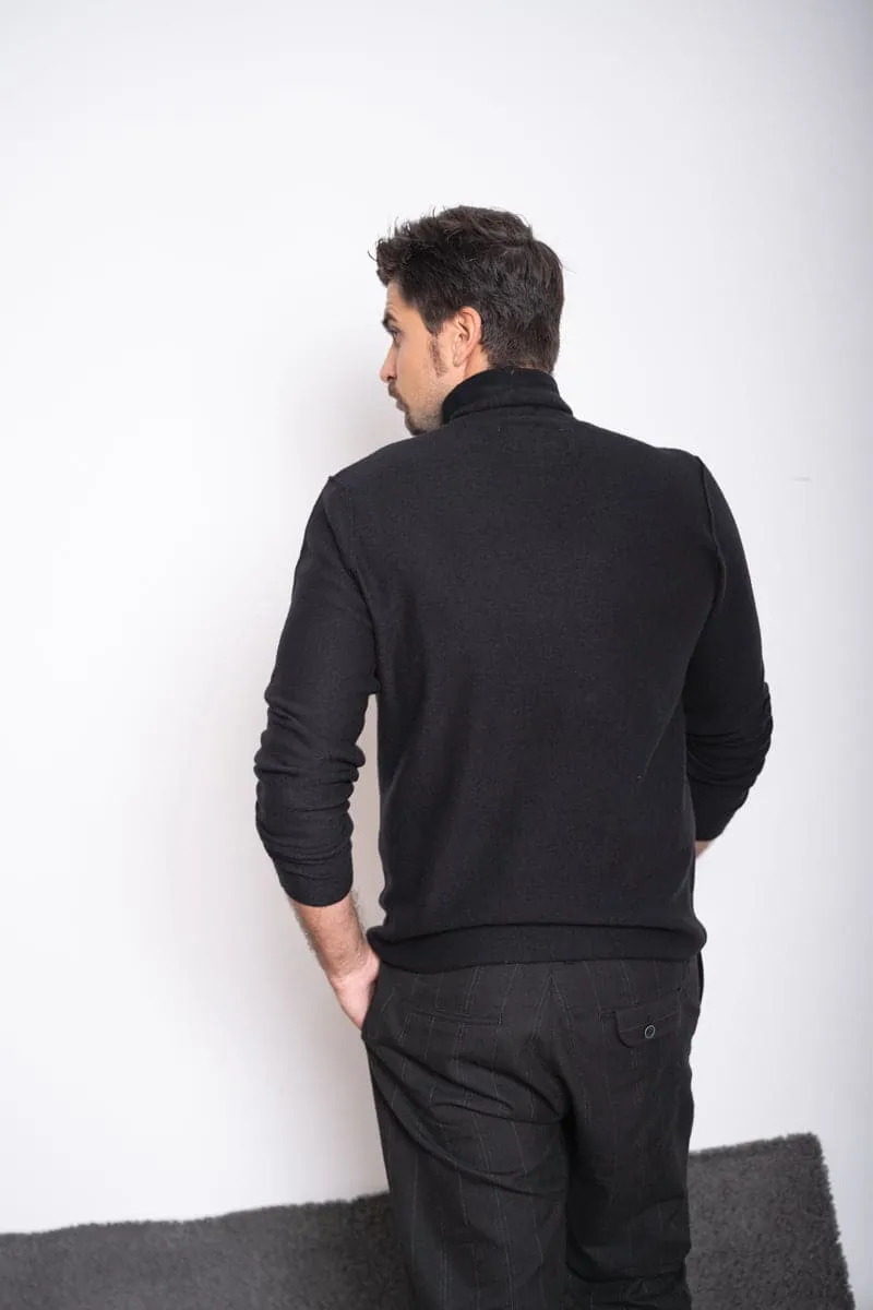 Hannibal | Niclas | Eleganter Rollkragenpullover aus Wolle in schwarz