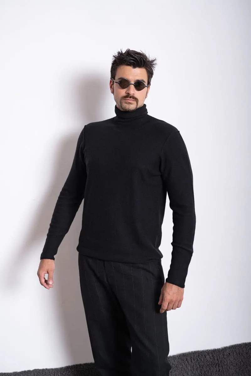 Hannibal | Niclas | Eleganter Rollkragenpullover aus Wolle in schwarz