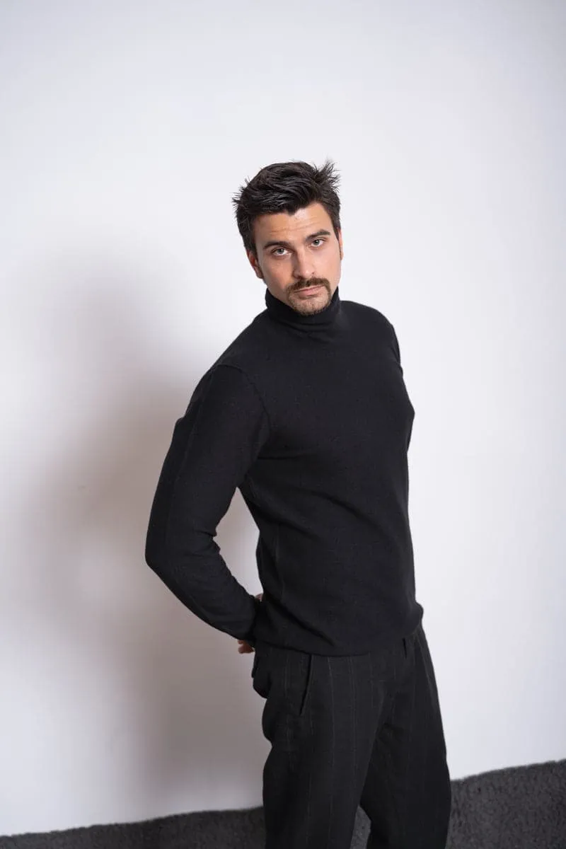 Hannibal | Niclas | Eleganter Rollkragenpullover aus Wolle in schwarz