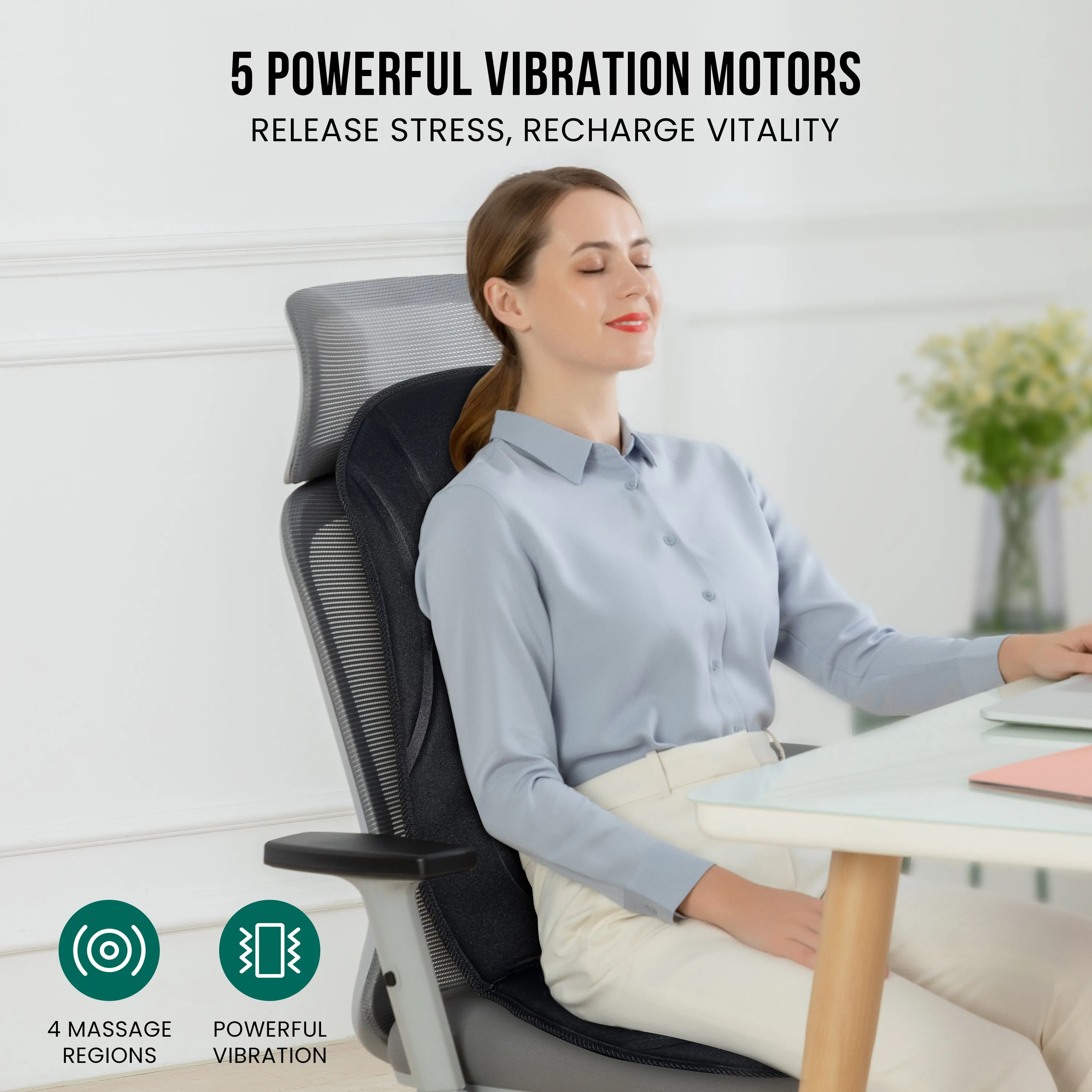 Heated Seat Massager with 8 Vibrating Motors & 5 Modes - SL-222