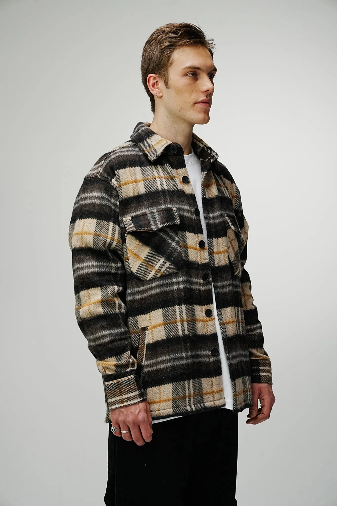 Heavy Oversized Flannel Shirt Fallow Deer