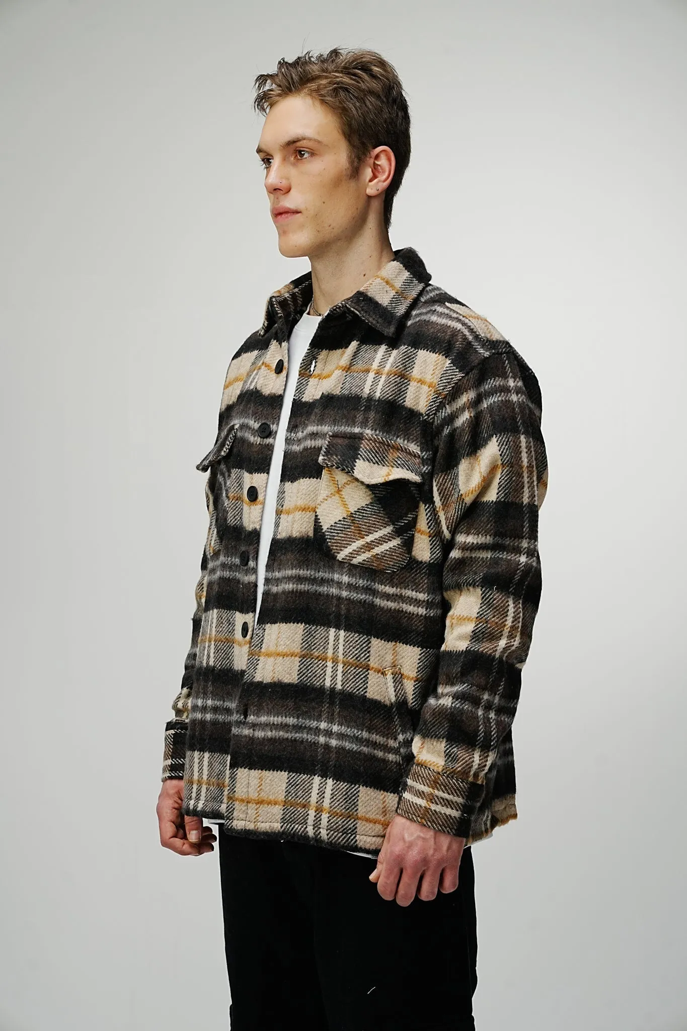 Heavy Oversized Flannel Shirt Fallow Deer