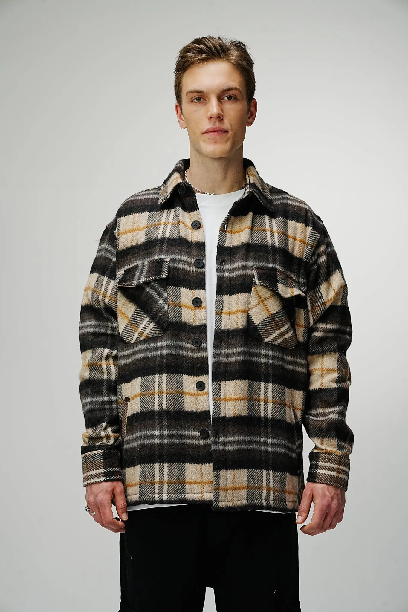 Heavy Oversized Flannel Shirt Fallow Deer