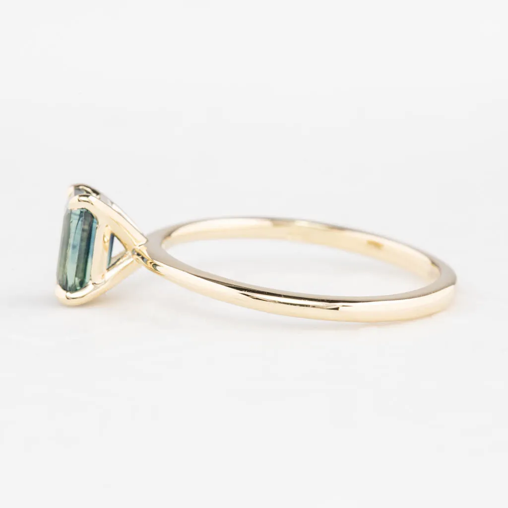 Jane Ring 1.07ct Blue Green Montana Sapphire, 14k Yellow Gold (One of a kind)