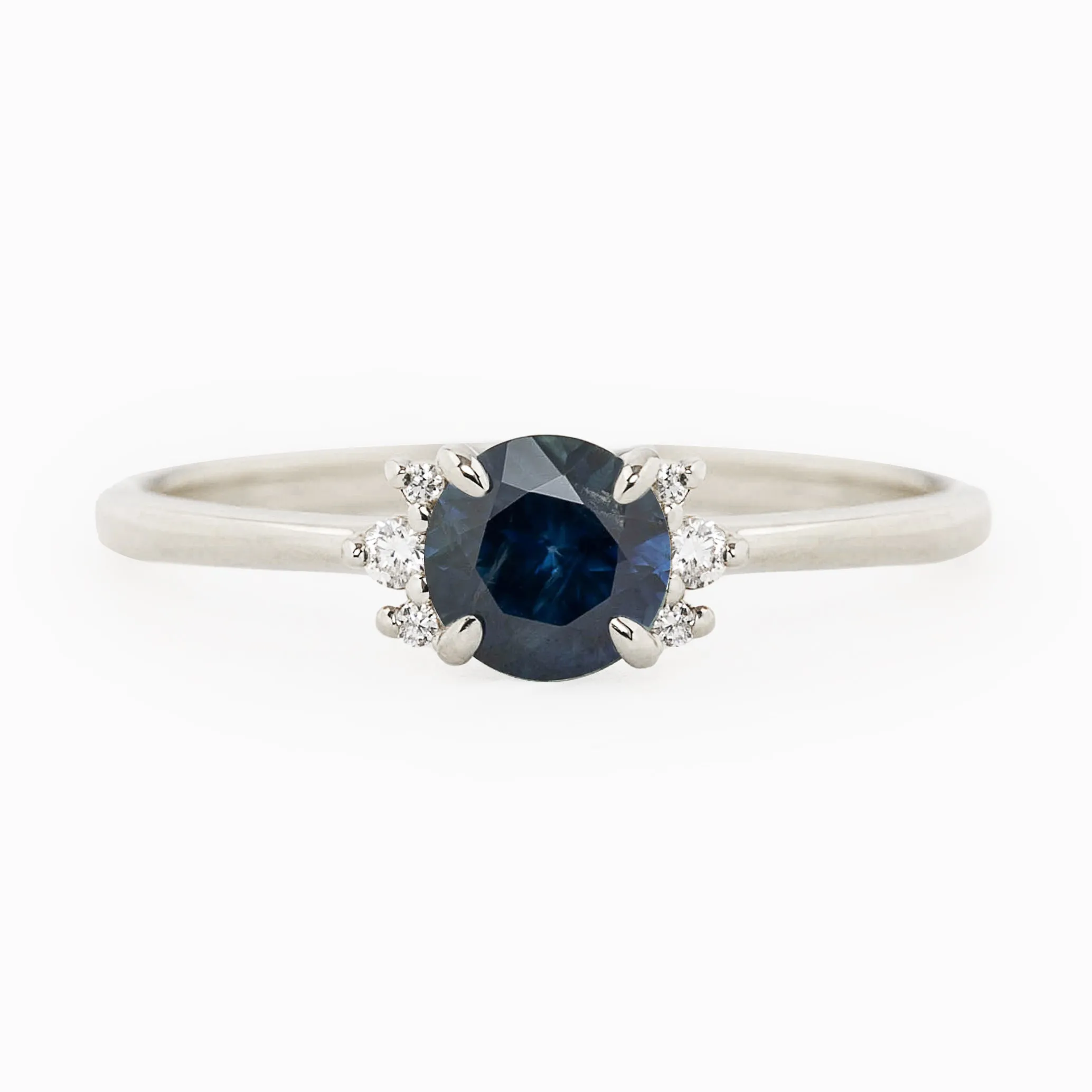 Lena Ring 0.65ct Blue Montana Sapphire, 14k White Gold