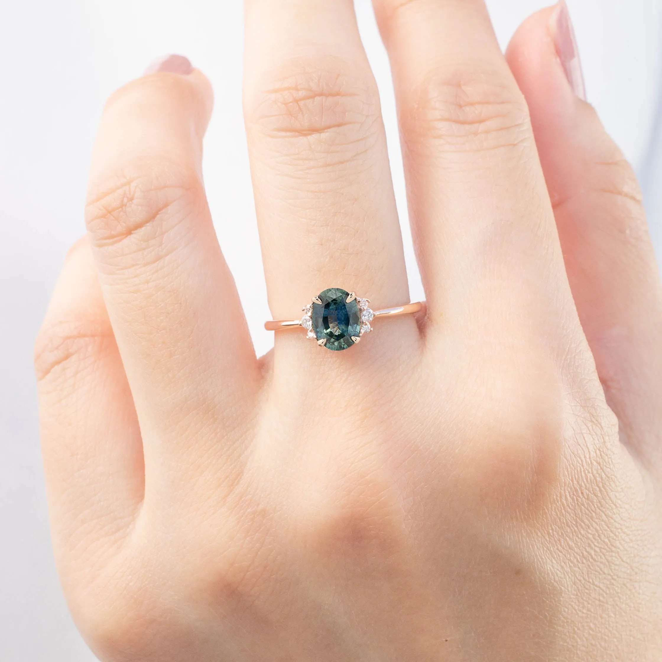 Lena Ring -1.01ct Parti Teal Blue Green Montana Sapphire (One of a kind)