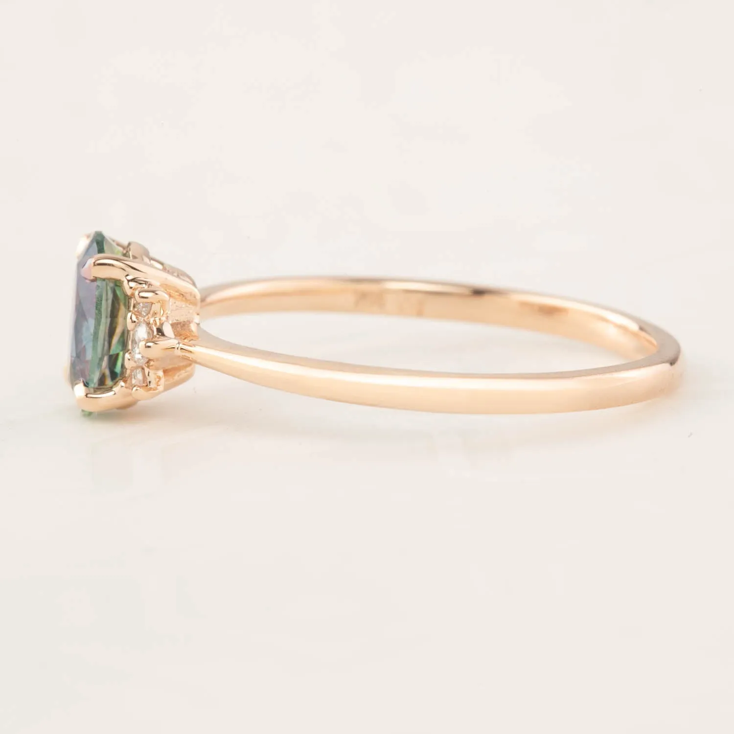 Lena Ring -1.01ct Parti Teal Blue Green Montana Sapphire (One of a kind)