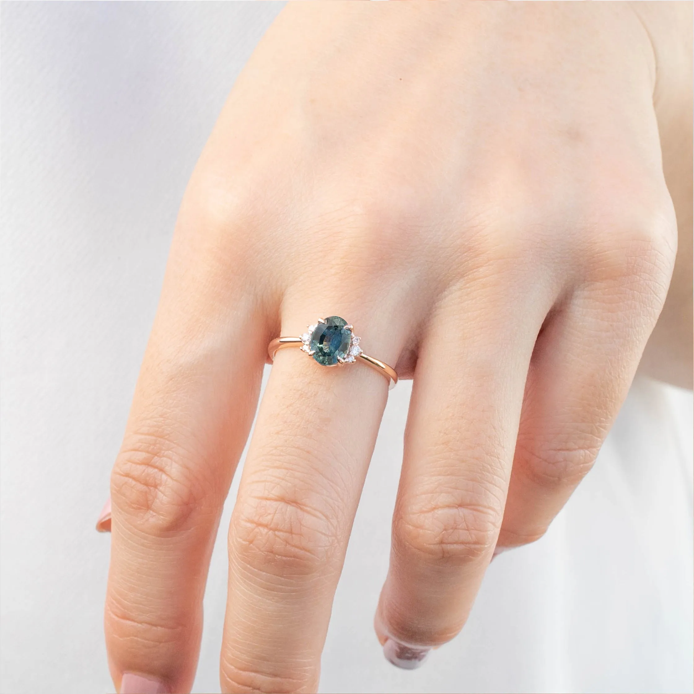 Lena Ring -1.01ct Parti Teal Blue Green Montana Sapphire (One of a kind)