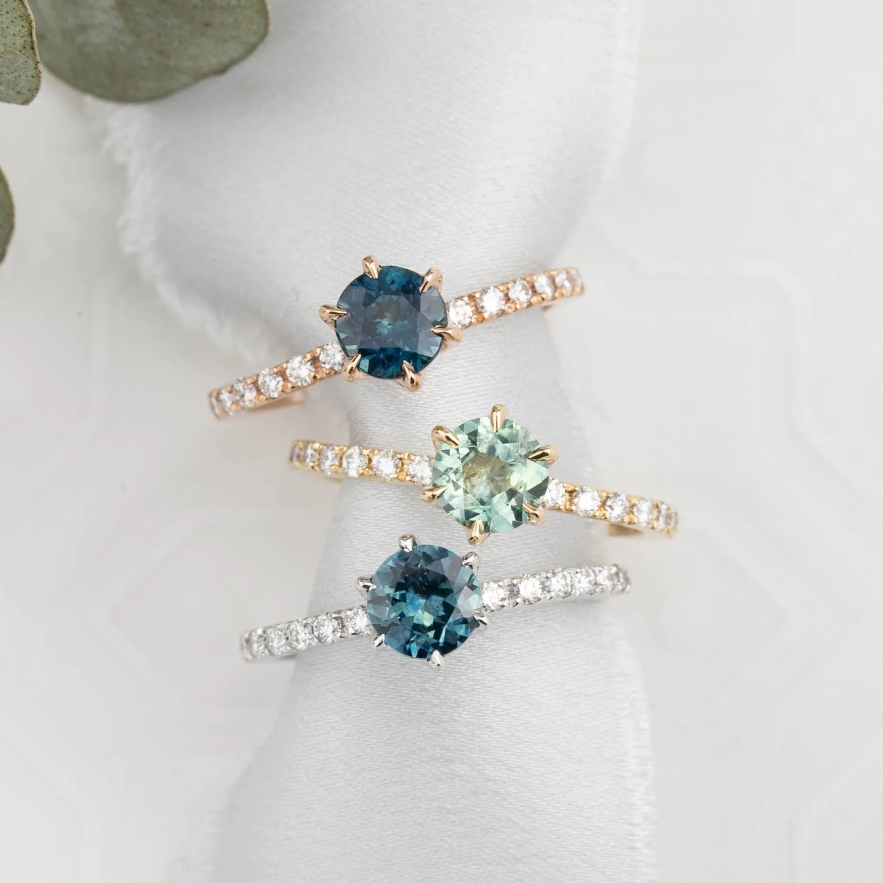 Maria Luxe Ring 0.91ct Parti Blue Green Montana Sapphire, 14k Yellow Gold (One of a kind)