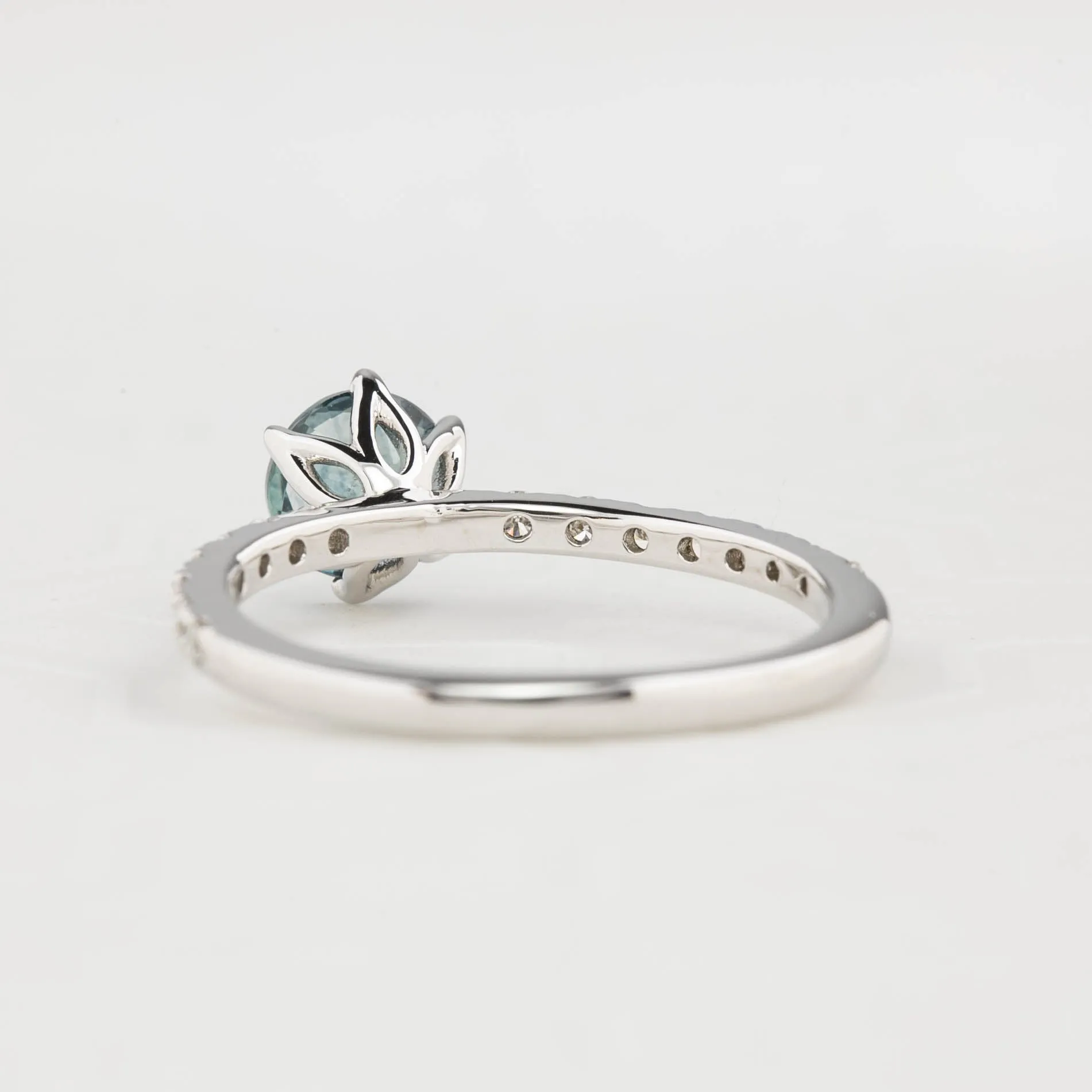 Maria Luxe Ring 0.98ct Teal Blue Montana Sapphire, 14k White Gold (One of a kind)