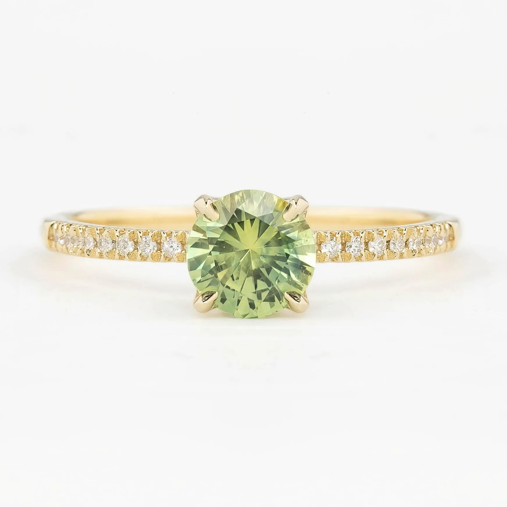 Maria Ring 0.91ct Yellow Green Montana Sapphire Ring, 14k Yellow Gold (One of a kind)