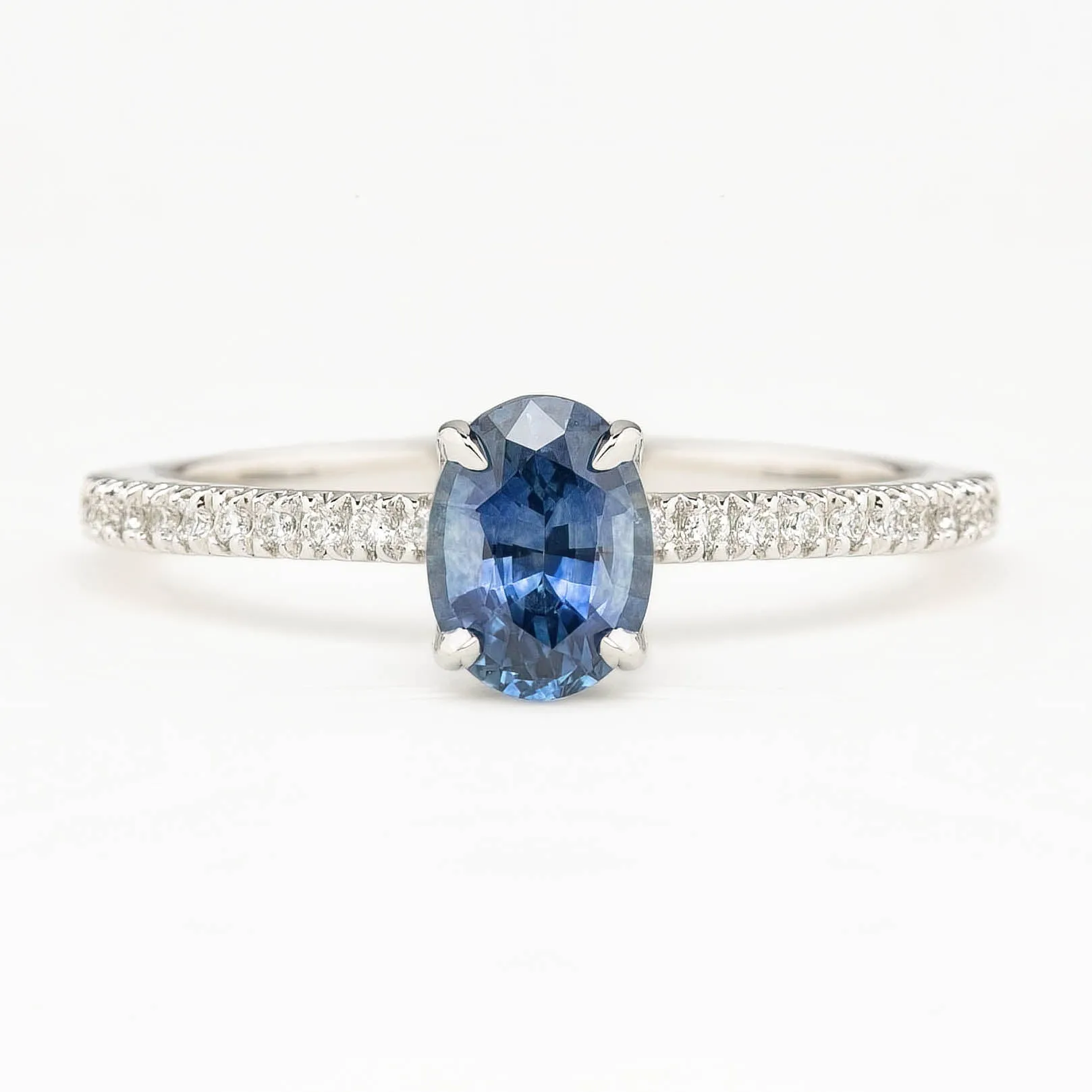 Maria Ring 1.09ct Montana Sapphire Ring, 14K White Gold, One of a kind