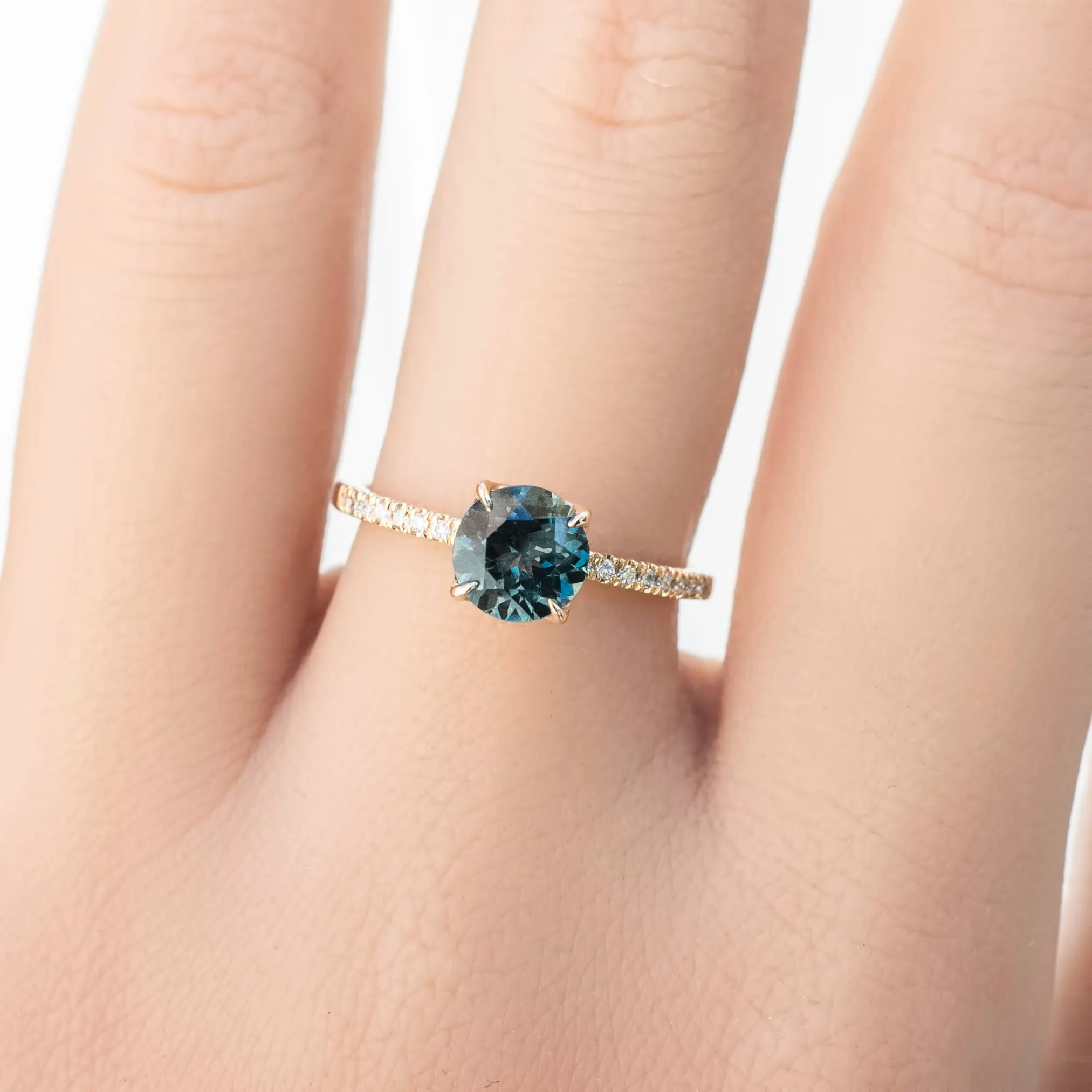 Maria Ring 1.41ct Blue Green Montana Sapphire, 14k Yellow Gold (One of a kind)