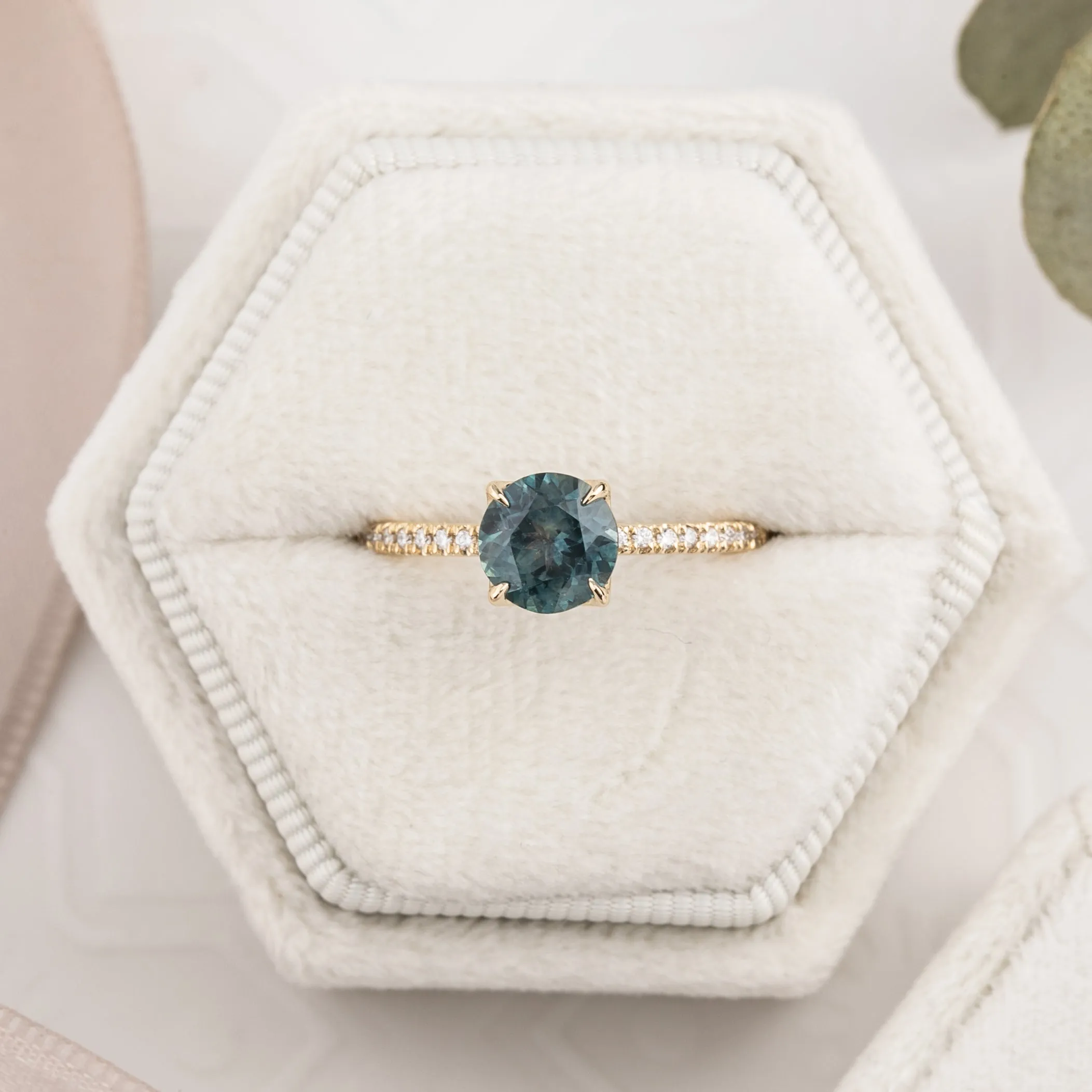 Maria Ring 1.41ct Blue Green Montana Sapphire, 14k Yellow Gold (One of a kind)