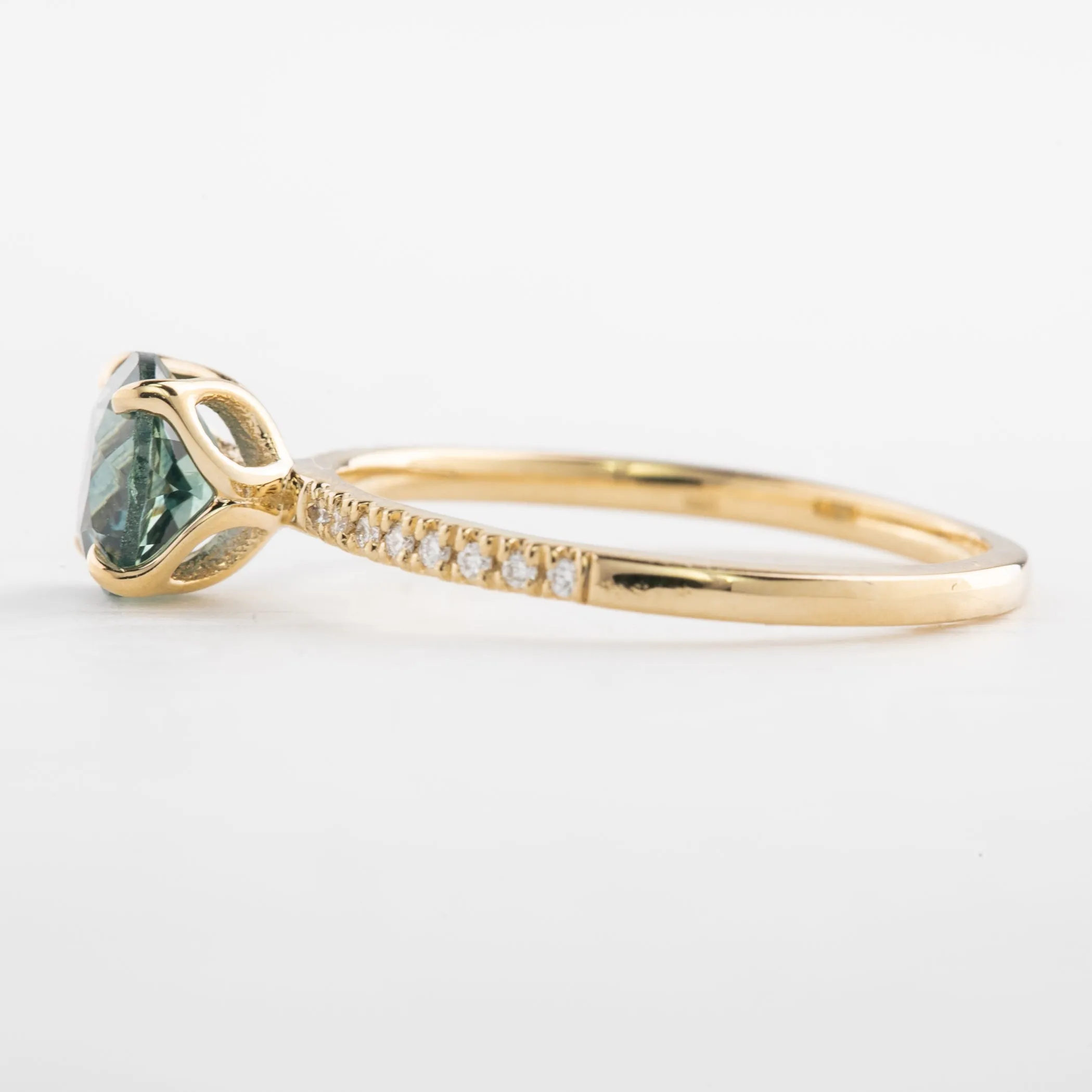 Maria Ring 1.41ct Blue Green Montana Sapphire, 14k Yellow Gold (One of a kind)