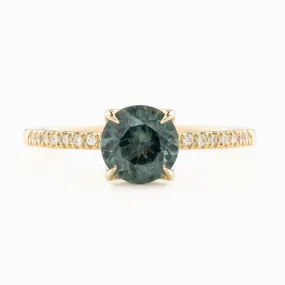 Maria Ring 1.41ct Blue Green Montana Sapphire, 14k Yellow Gold (One of a kind)