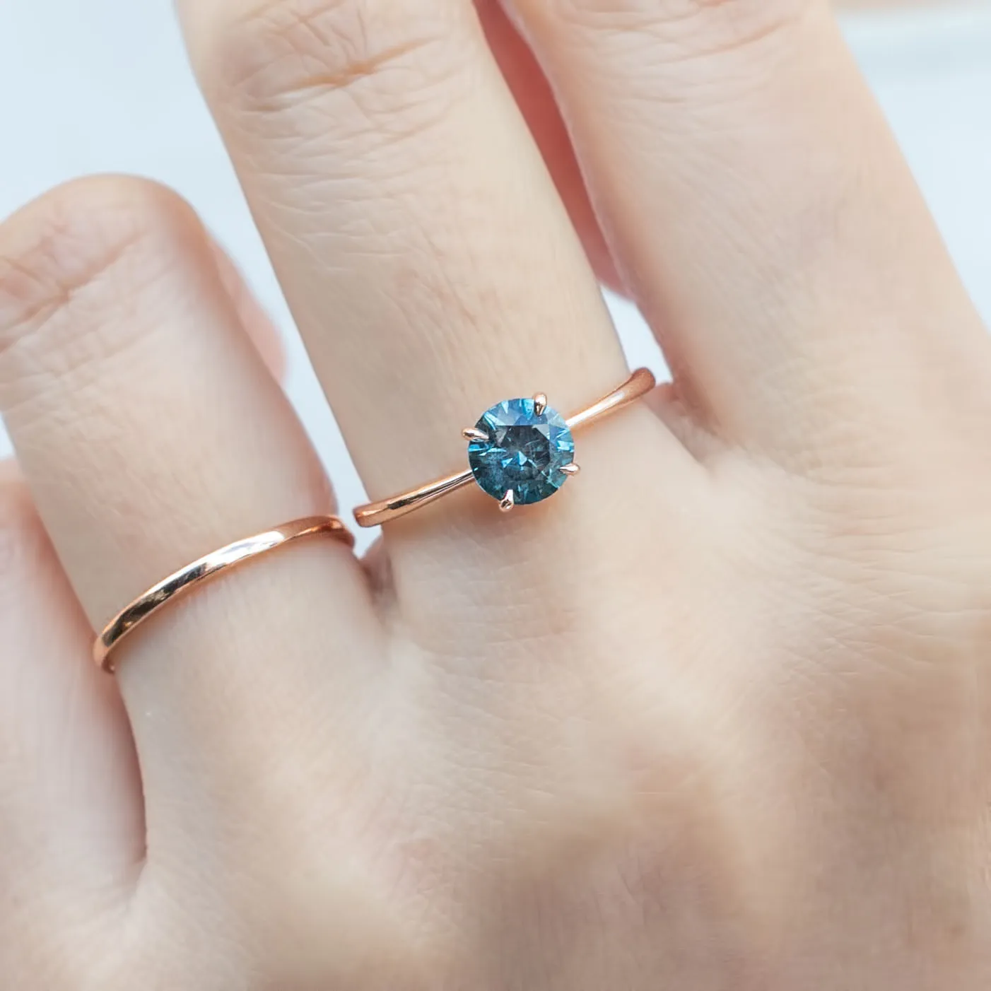 Nina Ring - 0.91ct Teal Blue Montana Sapphire, 14k Rose Gold (One of a kind)