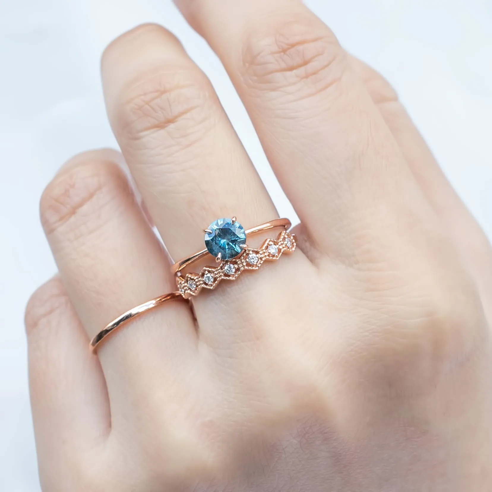 Nina Ring - 0.91ct Teal Blue Montana Sapphire, 14k Rose Gold (One of a kind)