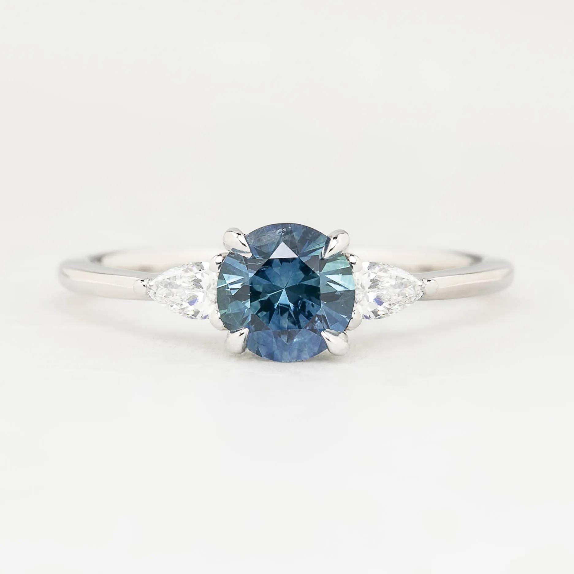 Olivia Ring 1.09ct Blue Montana Sapphire, 14k White Gold (One of a kind)