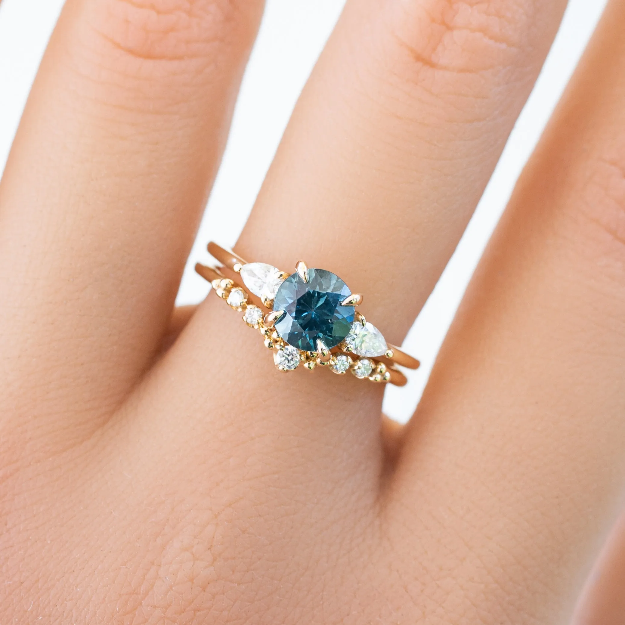 Olivia Ring 1.42ct Teal Blue Montana Sapphire, 14k Yellow Gold (One of a kind)