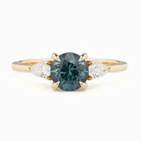 Olivia Ring 1.42ct Teal Blue Montana Sapphire, 14k Yellow Gold (One of a kind)