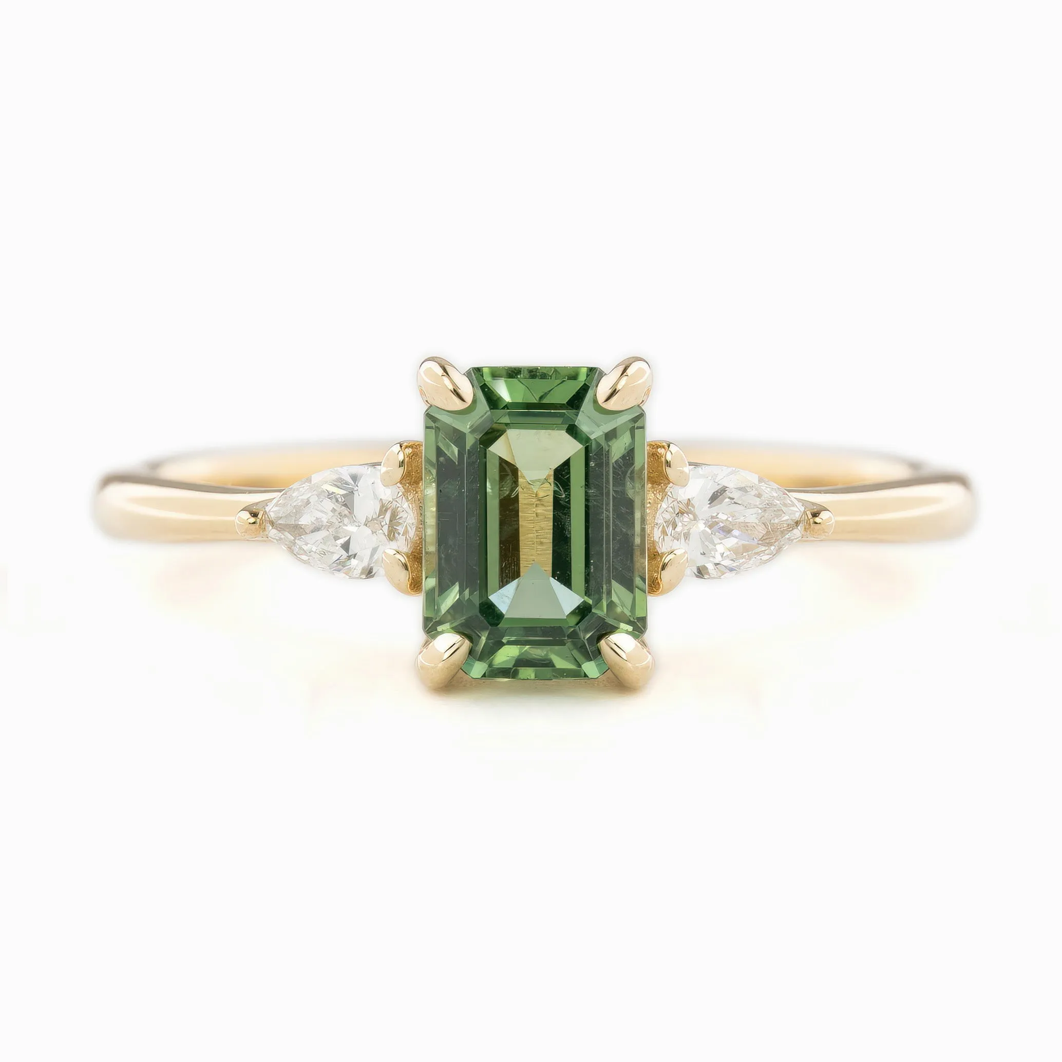 Olivia Ring 1.55ct Green Madagascar Sapphire, 14k Yellow Gold (One of a kind)