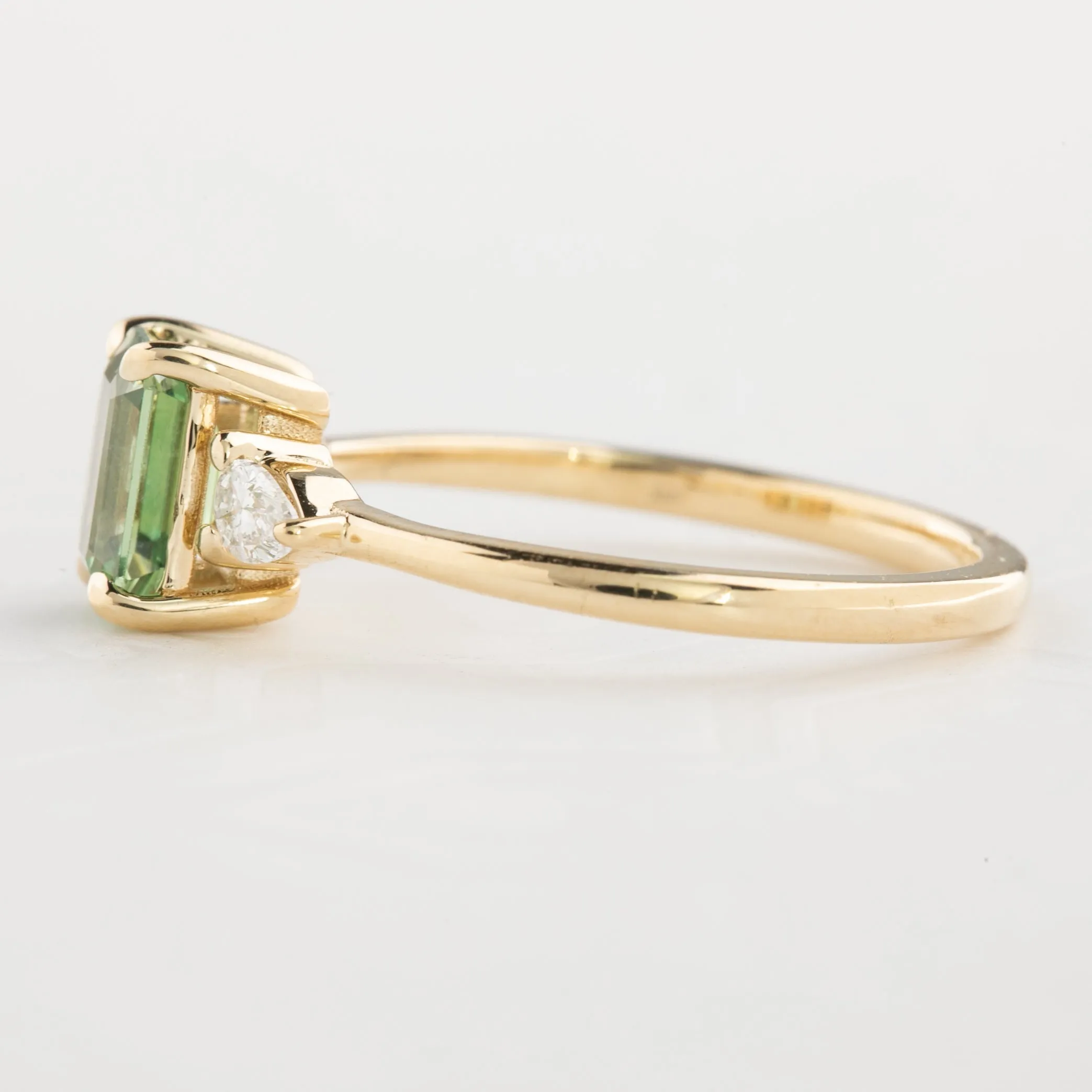 Olivia Ring 1.55ct Green Madagascar Sapphire, 14k Yellow Gold (One of a kind)