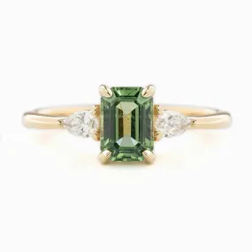 Olivia Ring 1.55ct Green Madagascar Sapphire, 14k Yellow Gold (One of a kind)