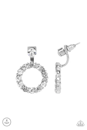 Paparazzi Diamond Halo - White Jacket Earrings