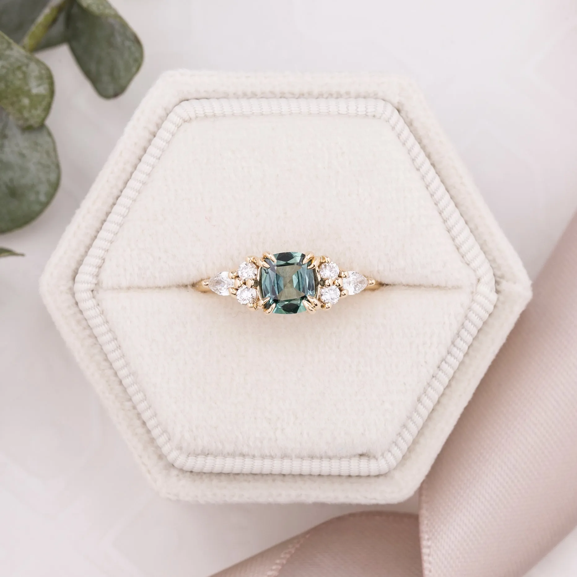 Remi Ring 0.79ct Mint Green Montana Sapphire, 14k Yellow Gold (One of a kind)