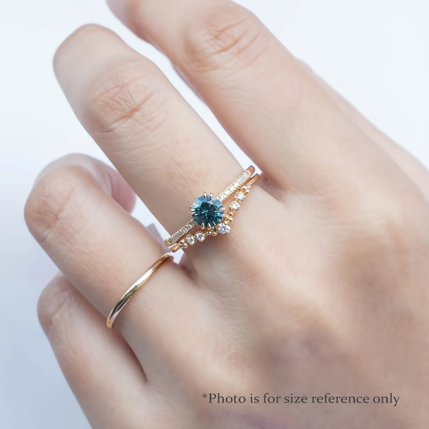 Sabrina Ring 0.76ct Teal Blue Round Montana Sapphire, 14k Rose Gold (One of a kind)