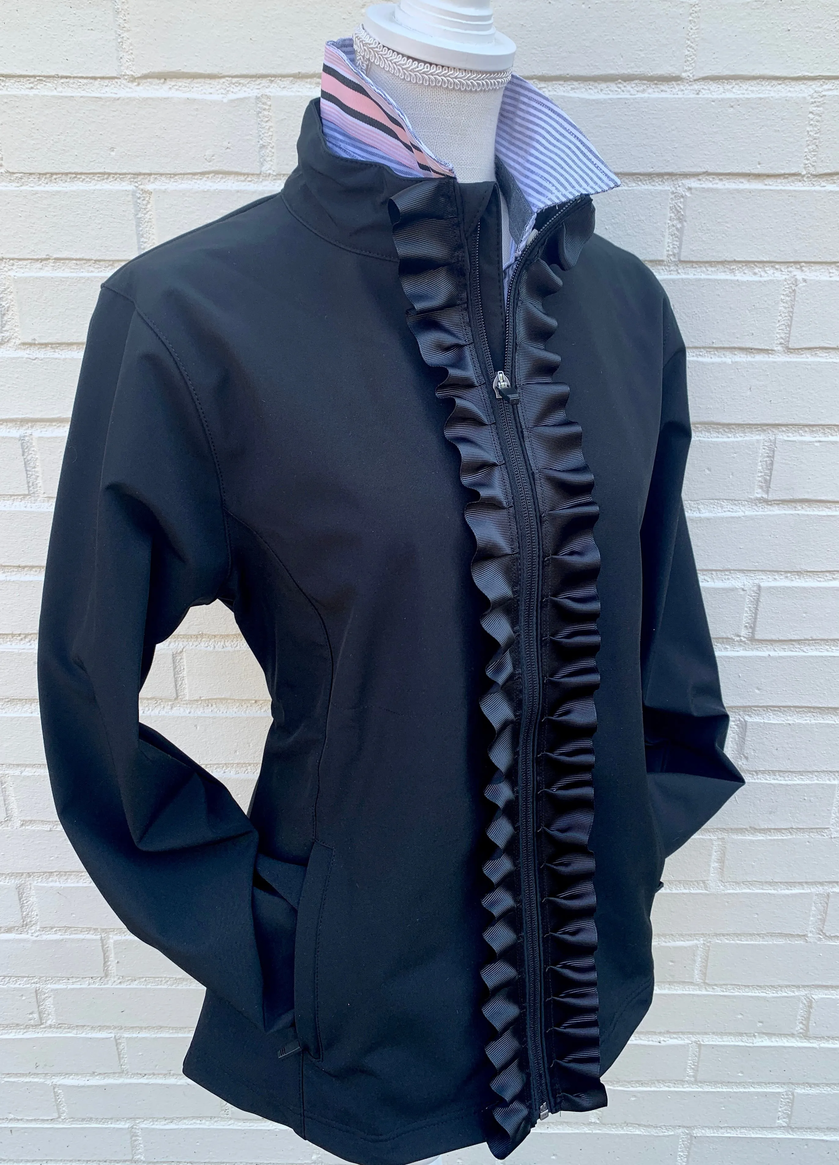 Sailor Soft Shell Jacket - Black w Black Ruffle Ribbon (SLR03)