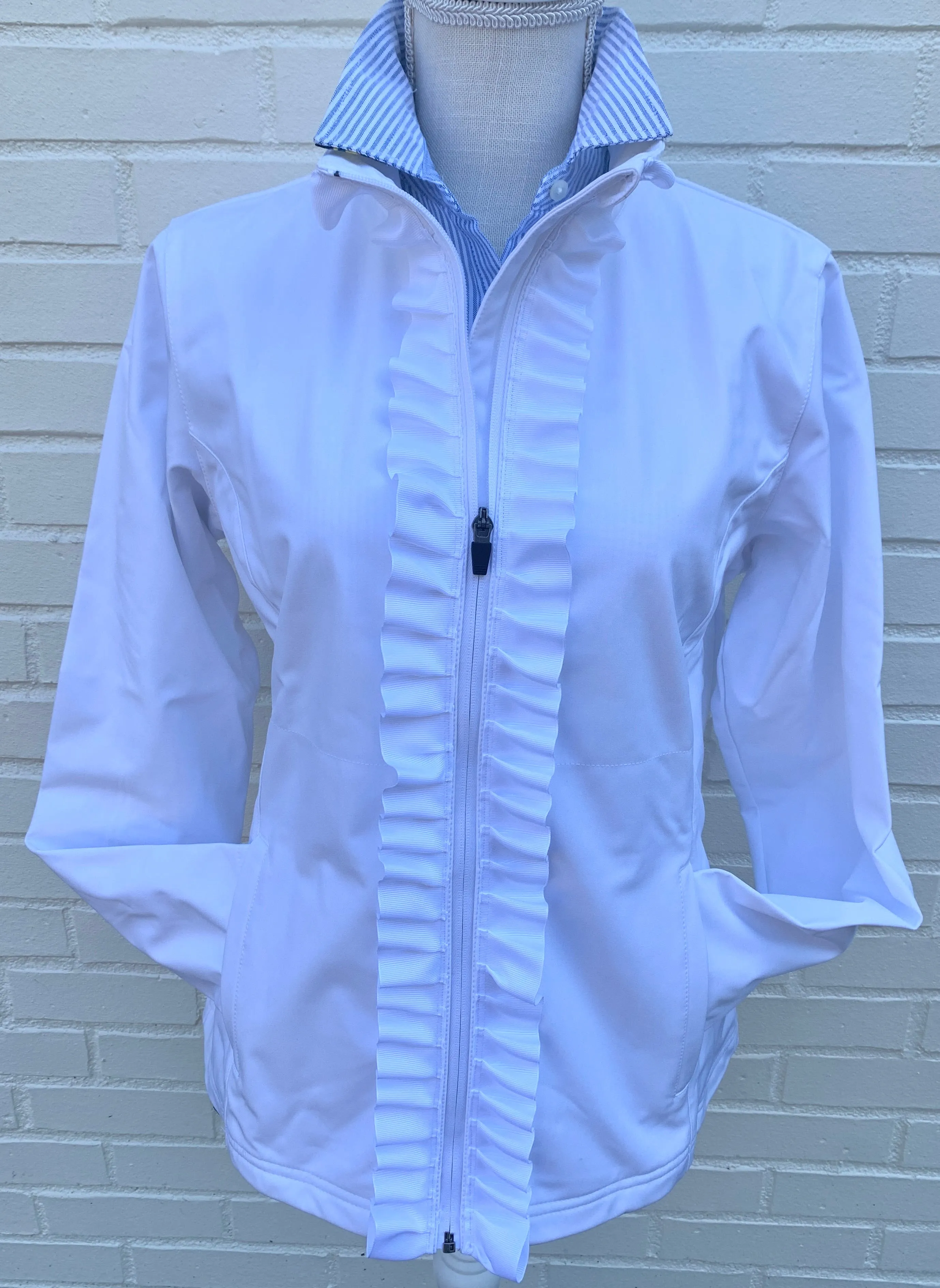 Sailor Soft Shell Jacket - White w White Ruffle Ribbon (SLR02)