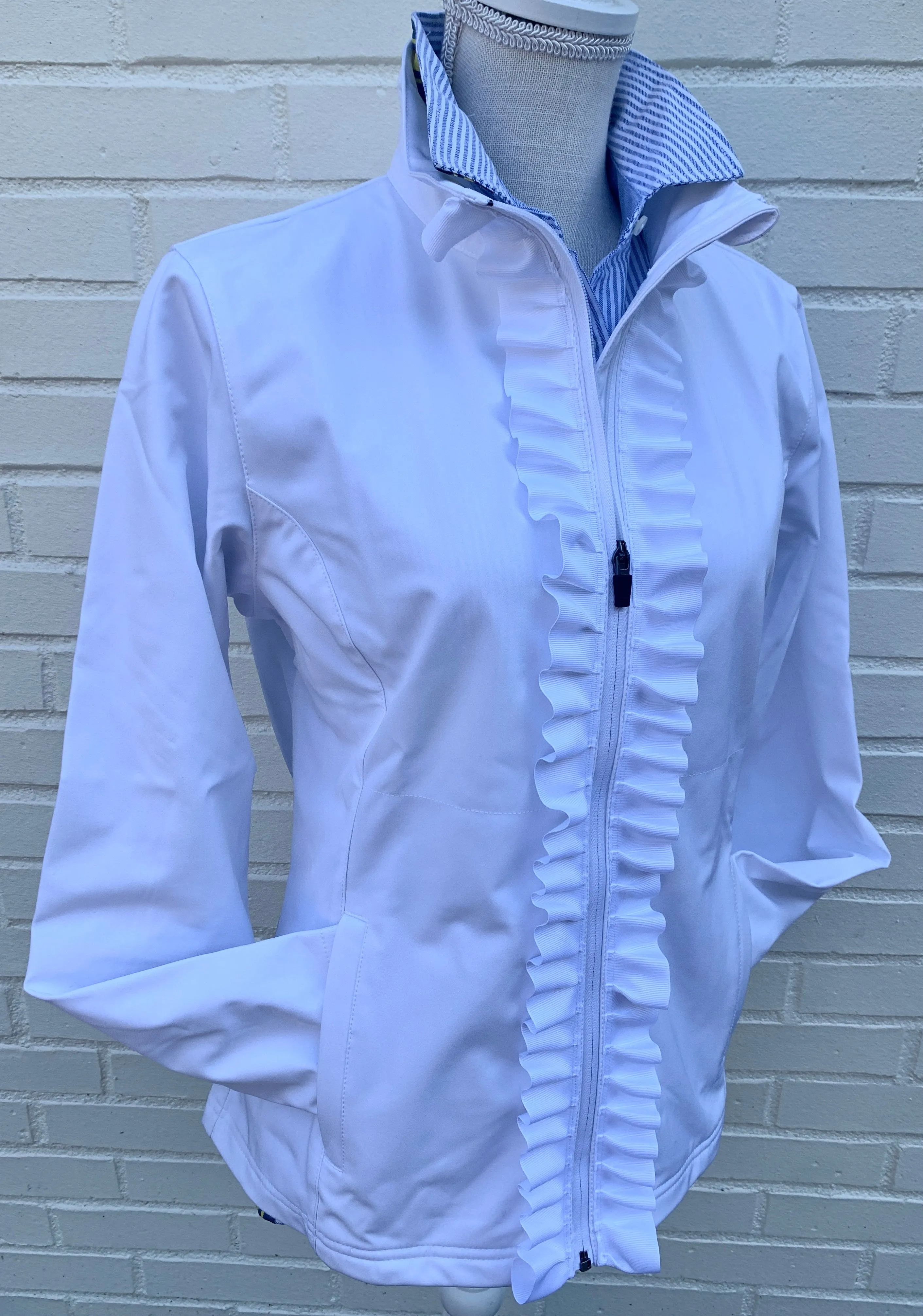 Sailor Soft Shell Jacket - White w White Ruffle Ribbon (SLR02)