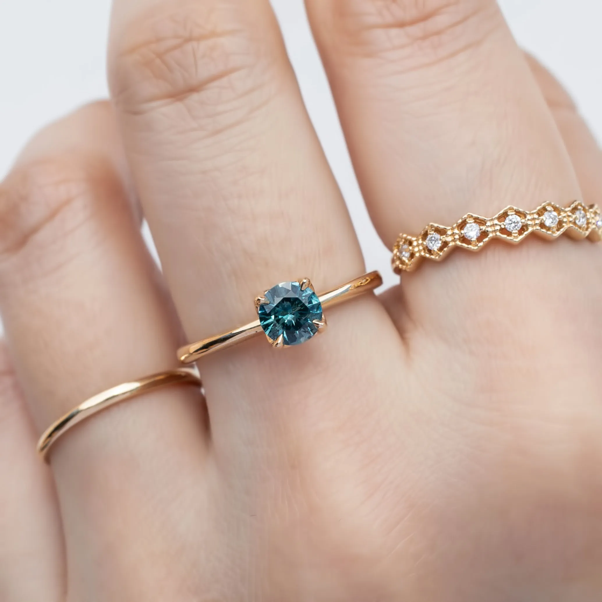 Sara Ring - 0.66ct Teal Blue Montana Sapphire (One of a kind)