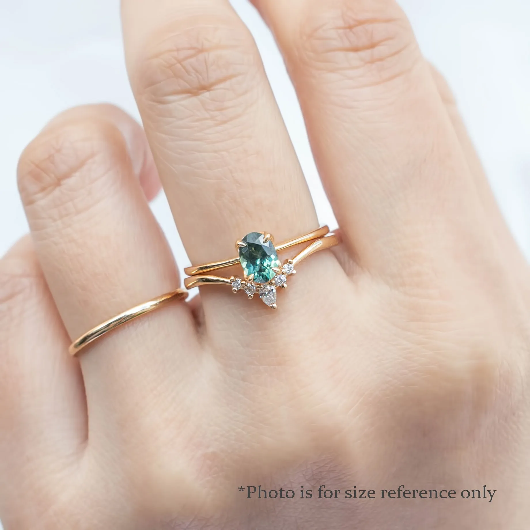 Sara Ring 0.69ct Parti Aqua Green Montana Sapphire, 14K Yellow Gold (One of a kind)