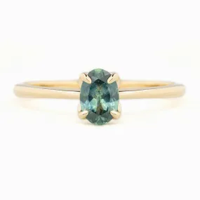 Sara Ring 0.76ct Blue Green Montana Sapphire, 14K Yellow Gold (One of a kind)