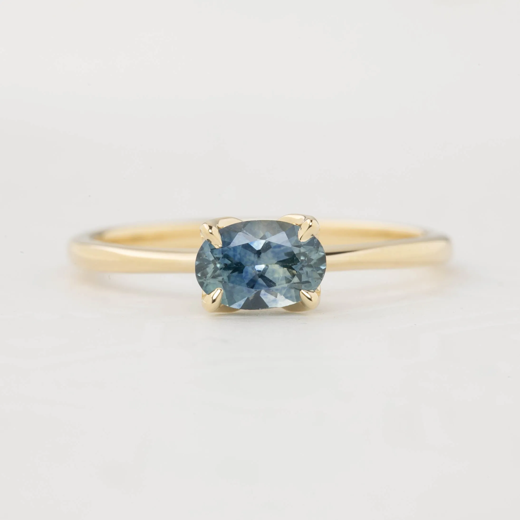 Sara Ring 0.88ct Blue East West Montana Sapphire, 14K Yellow Gold (One of a kind)