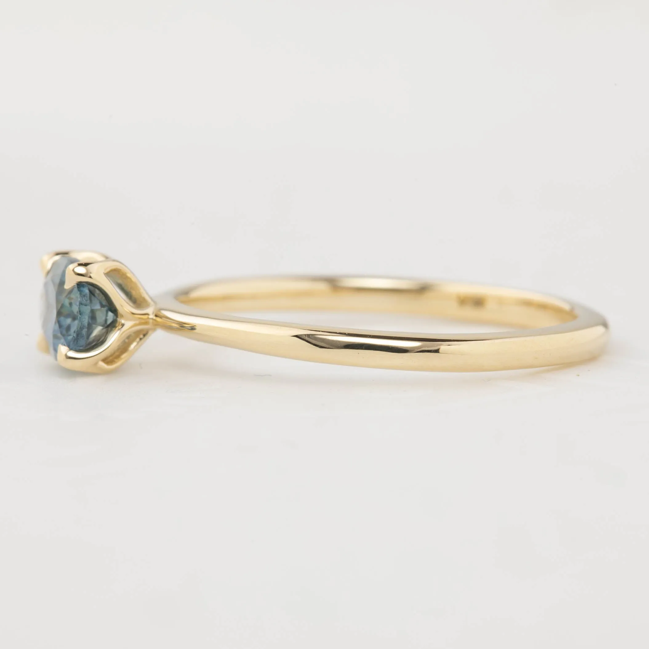 Sara Ring 0.88ct Blue East West Montana Sapphire, 14K Yellow Gold (One of a kind)