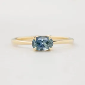 Sara Ring 0.88ct Blue East West Montana Sapphire, 14K Yellow Gold (One of a kind)