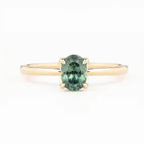 Sara Ring 0.89ct Green Montana Sapphire, 14K Yellow Gold (One of a kind)