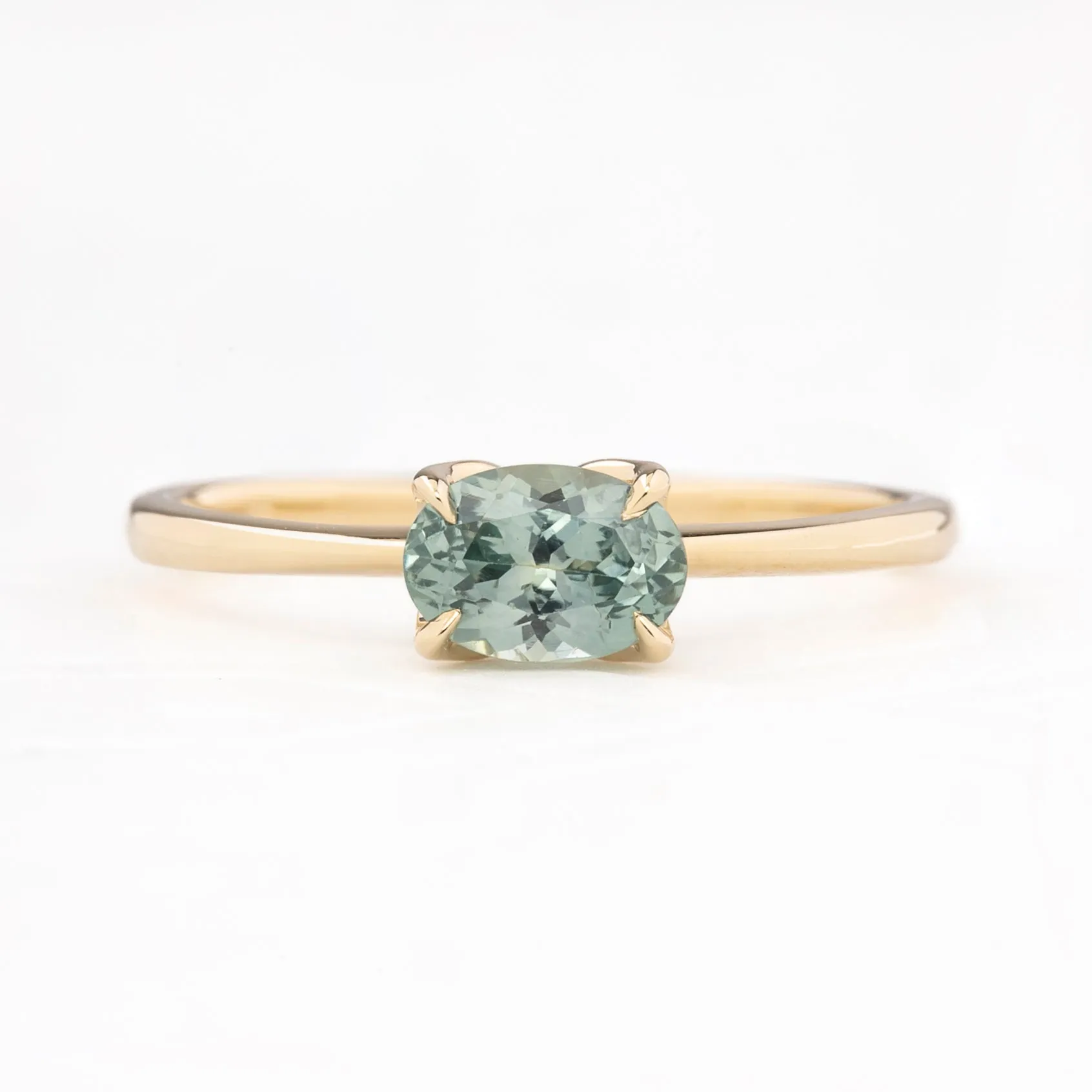 Sara Ring 0.93ct Light Blue Green Montana Sapphire (One of a kind)